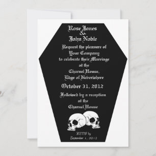 Coffin Ebony II (White) Wedding Invitation