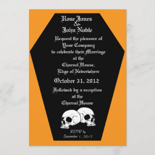 Coffin Ebony (Orange) Wedding Invitation