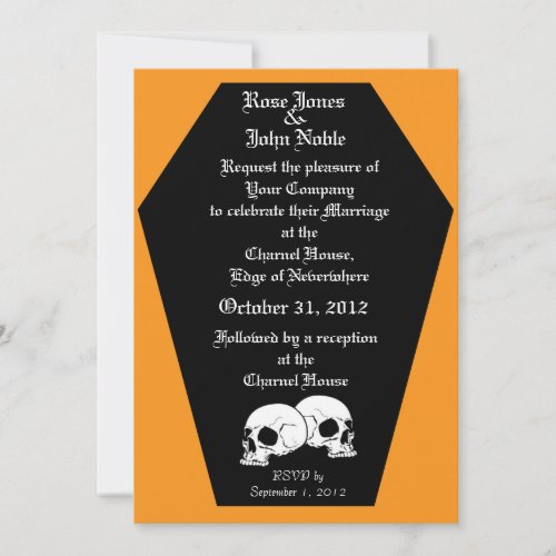 Coffin Ebony (Orange) Wedding Invitation