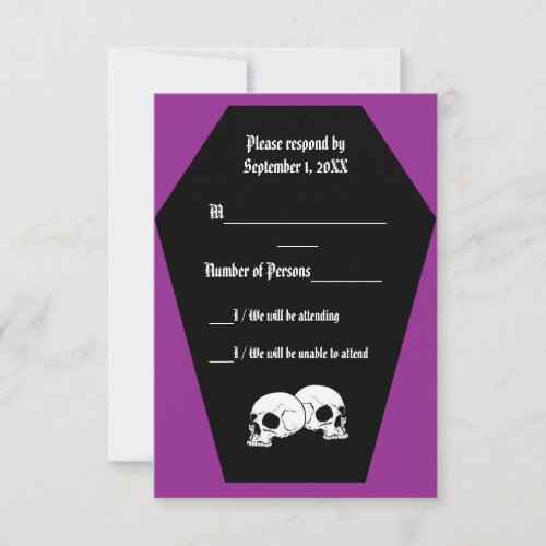 Coffin Ebony Purple RSVP Card