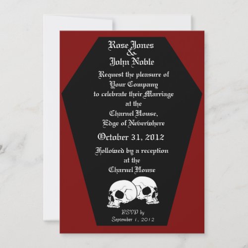 Coffin Ebony Red Wedding Invitation