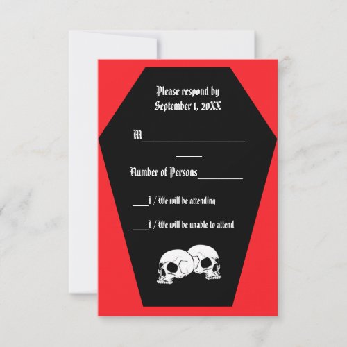 Coffin Ebony Ruby RSVP Card