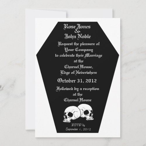 Coffin Ebony White Wedding Invitation