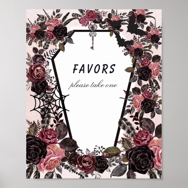 Coffin Halloween Baby Shower Favors Sign (Front)