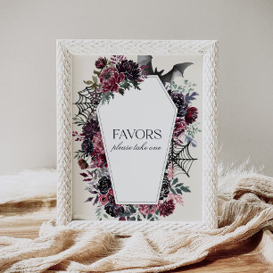 Coffin Halloween Baby Shower Favors Sign