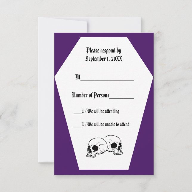 Coffin Ivory (Indigo) RSVP Card (Front)