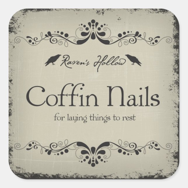 Coffin Nails Halloween Jar Sticker Label (Front)