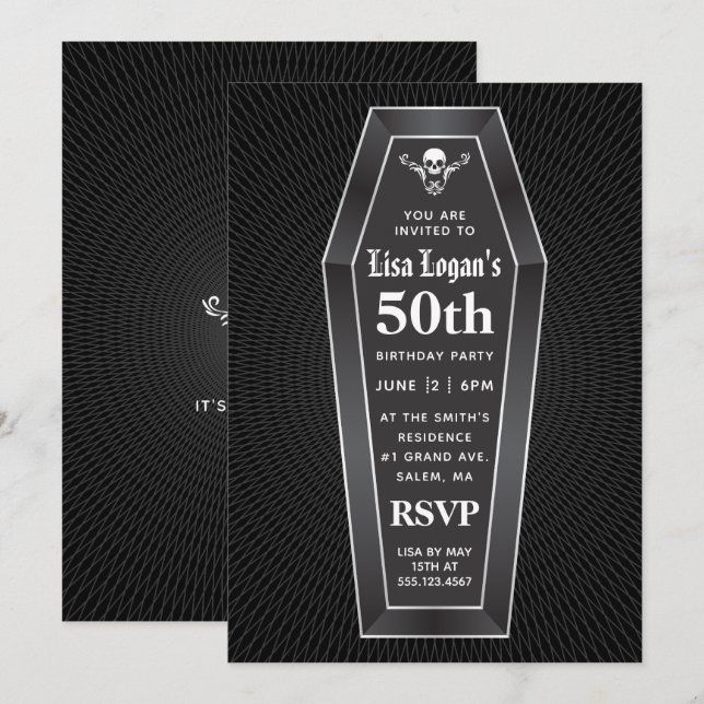 Coffin Over The Hill Party Invitation (Front/Back)