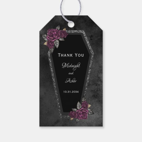 Coffin Roses Halloween Thank You Wedding  Gift Tags