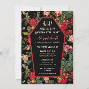 Coffin & Roses R.I.P Bachelorette Party Invitation