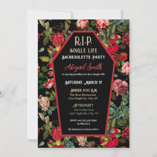 Coffin & Roses R.I.P Bachelorette Party Invitation