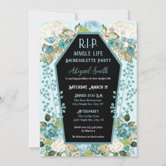 Coffin & Roses R.I.P Bachelorette Party Invitation
