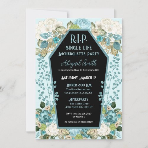 Coffin  Roses RIP Bachelorette Party Invitation