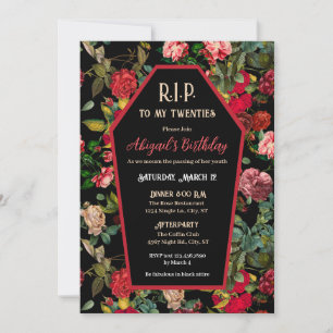Coffin & Roses R.I.P Birthday Party Invitation