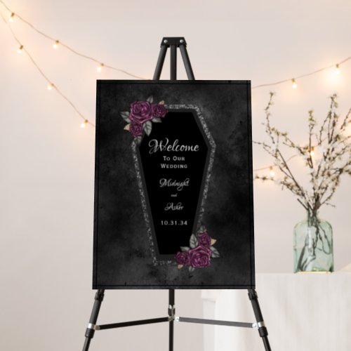 Coffin Roses Sparkle Halloween Welcome Wedding  Foam Board