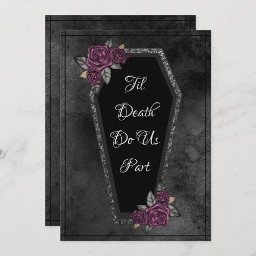 Coffin Roses Sparkle Til Death Halloween  Save The Date