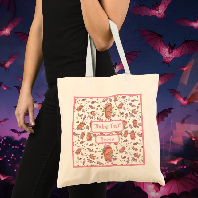 Coffin with Pink Roses Bats Tote Bag (Creator Uploaded)