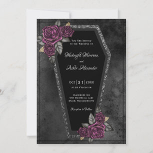 Coffin with Roses Gothic Wedding Invitation