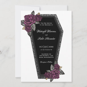Coffin with Roses Gothic Wedding Invitation