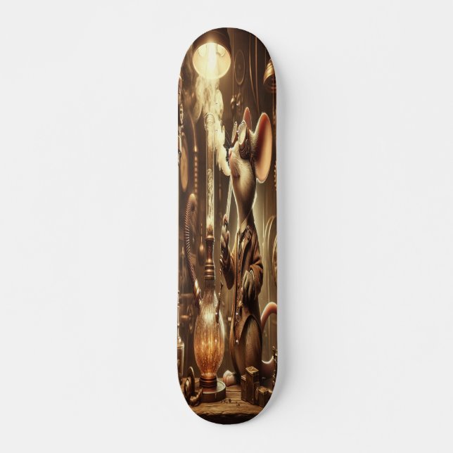 "Cog & Goggles: Steampunk Mouse Inventor Skateboard (Front)