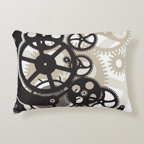 Cog wheels work decorative pillow