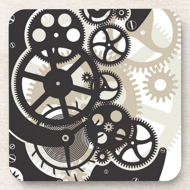 Cog wheels work drink coaster (Front)
