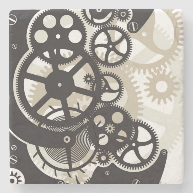 Cog wheels work stone coaster (Front)