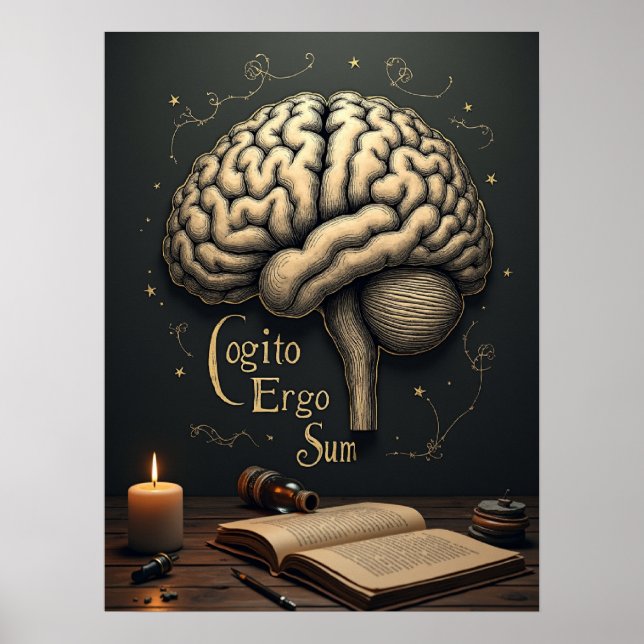 Cogito Ergo Sum – Gothic Dark Academia Philosophy Poster (Front)
