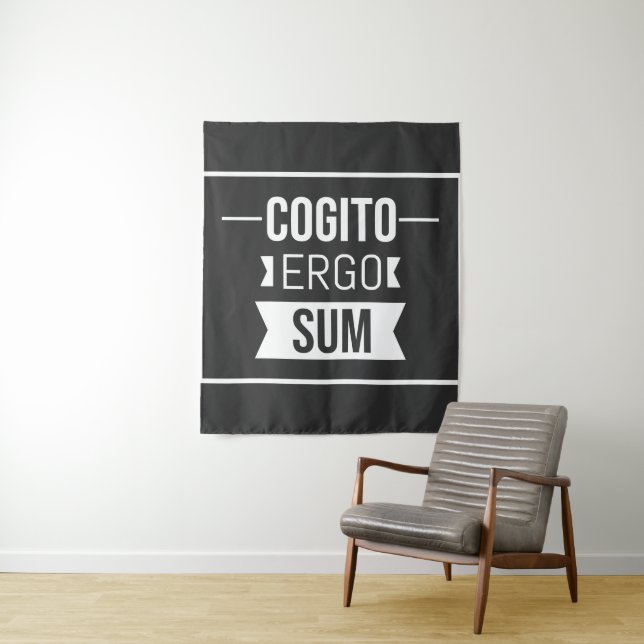 Cogito ergo sum - Latin phrase -black  Tapestry (In Situ)