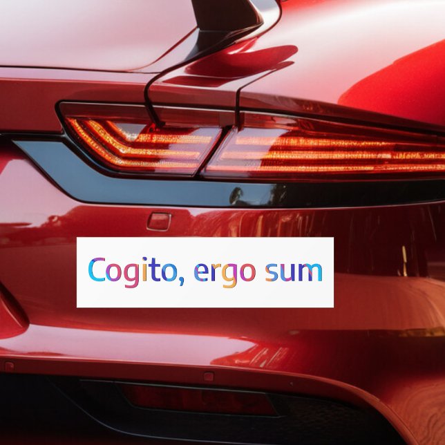 Cogito Ergo Sum Philosophy Quote Colorful Bumper Sticker (Creator Uploaded)
