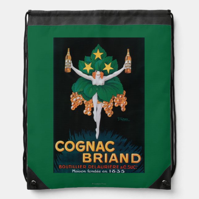 Cognac Briand Promotional Poster Drawstring Bag (Front)