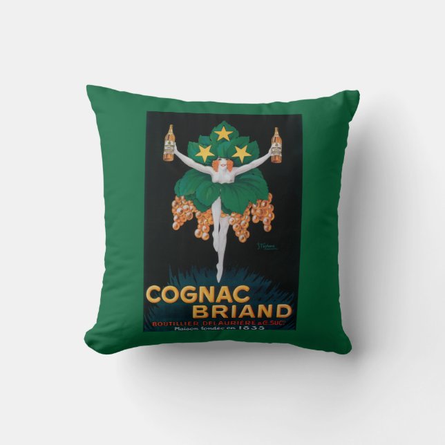 Cognac Briand Promotional Poster Throw Pillow (Front)
