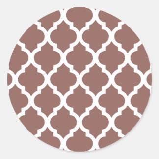 Cognac Brown Moroccan Tile Trellis Classic Round Sticker