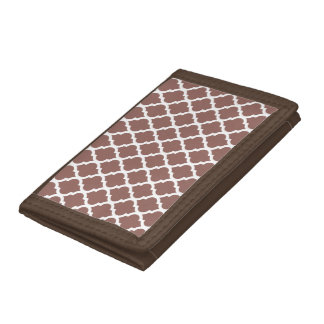 Cognac Brown Moroccan Tile Trellis Trifold Wallet