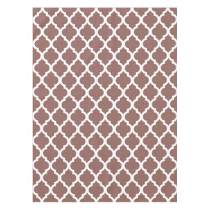 Cognac Leather Brown Moroccan Tile Trellis Tablecloth
