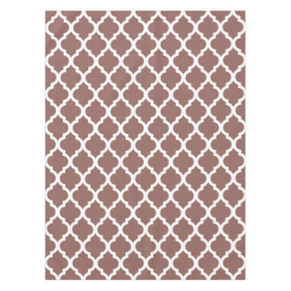 Cognac Leather Brown Moroccan Tile Trellis Tablecloth