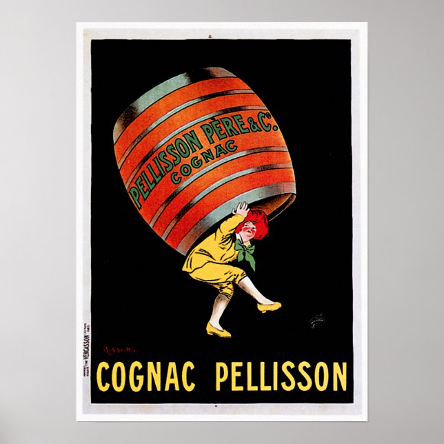 Cognac Pellisson Vintage Wine Drink Ad Art Poster (Front)