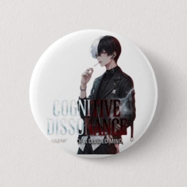 Cognitive Dissonance Aesthetic Anime Boy Art Butto Button (Front)