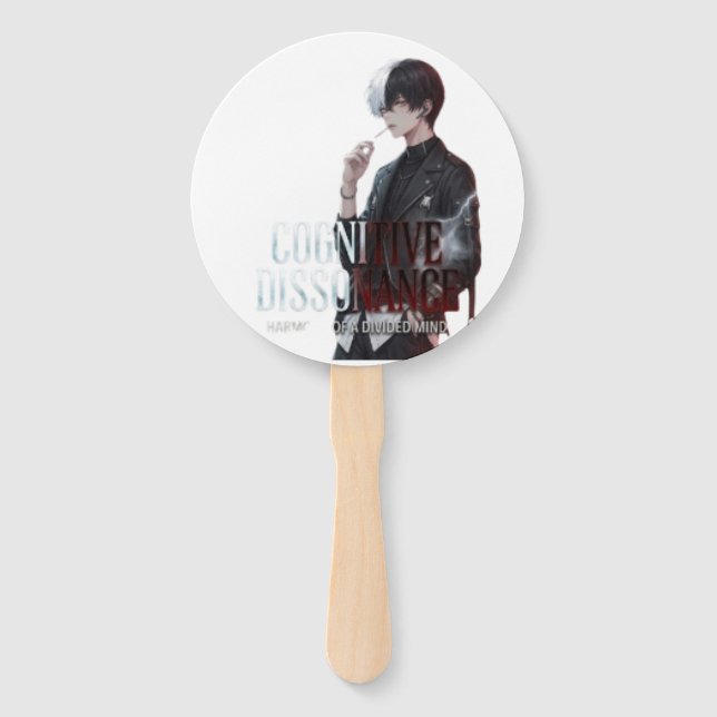 Cognitive Dissonance Aesthetic Anime Boy Hand Fan (Front)