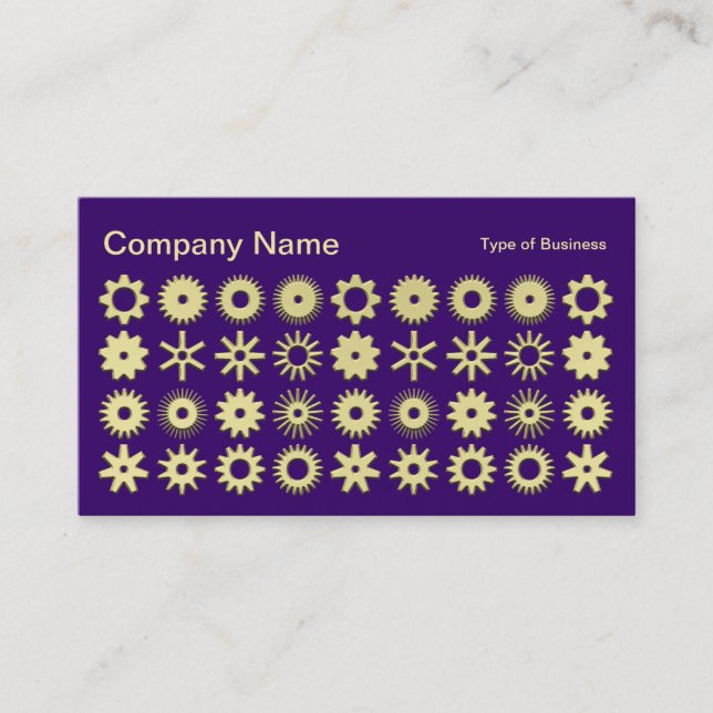 Cogs - 3d Gold color with Deep Purple Business Card (Front)