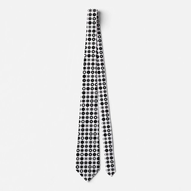 Cogs - Black on White Neck Tie (Front)