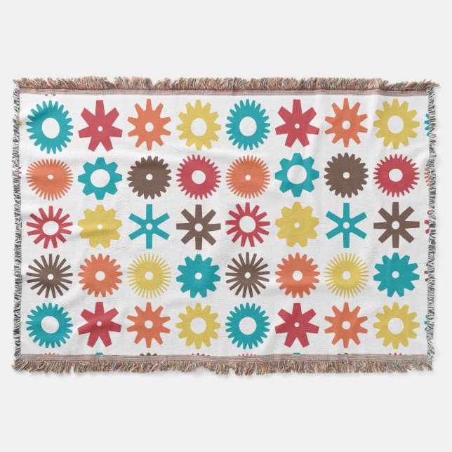 Cogs - Colors 02 - on White Throw Blanket (Front)