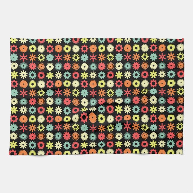 Cogs - Colors 04 - on Black Kitchen Towel (Horizontal)