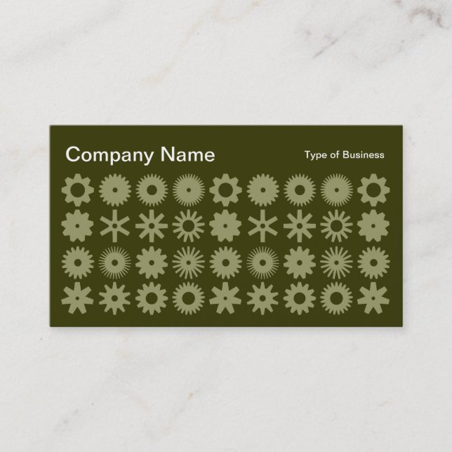 Cogs - Khaki on Dark Olive Business Card (Front)