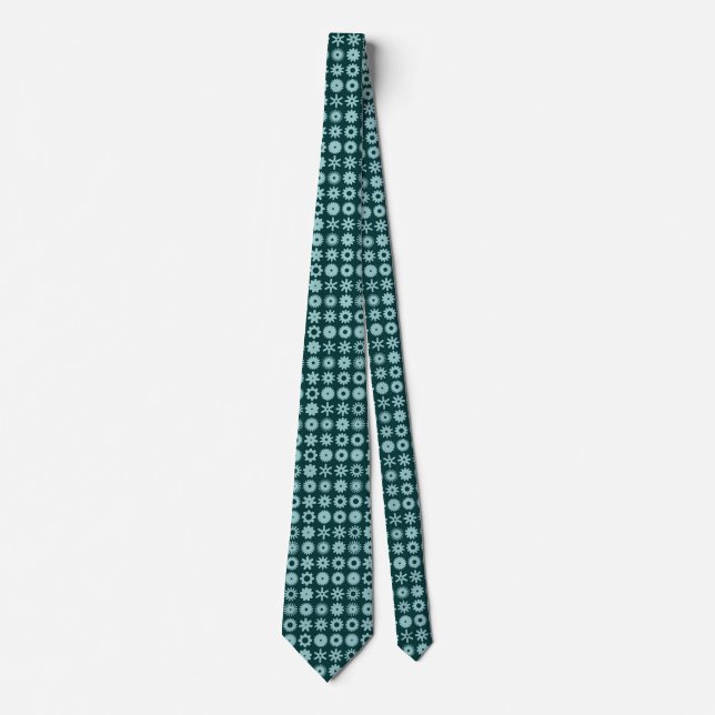 Cogs - Light Blue Green on Dark Green Neck Tie (Front)