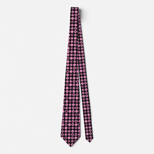 Cogs - Pink on Black Neck Tie (Front)