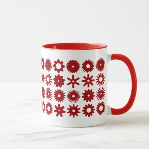 Cogs _ Ruby Red on White Mug