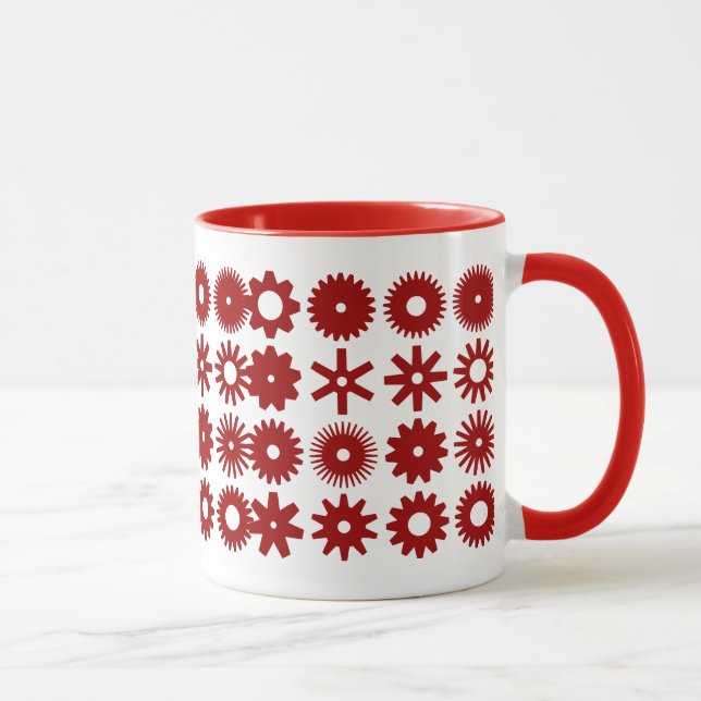 Cogs - Ruby Red on White Mug (Right)