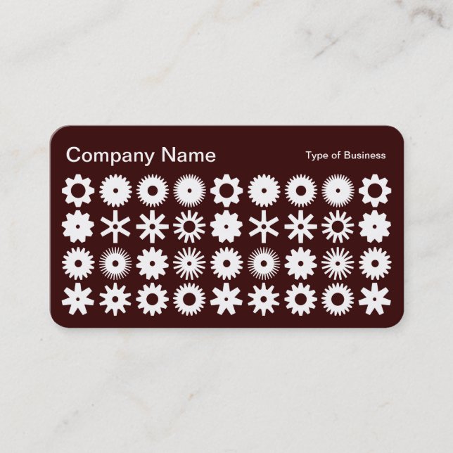 Cogs - White on Dark Brown Business Card (Front)