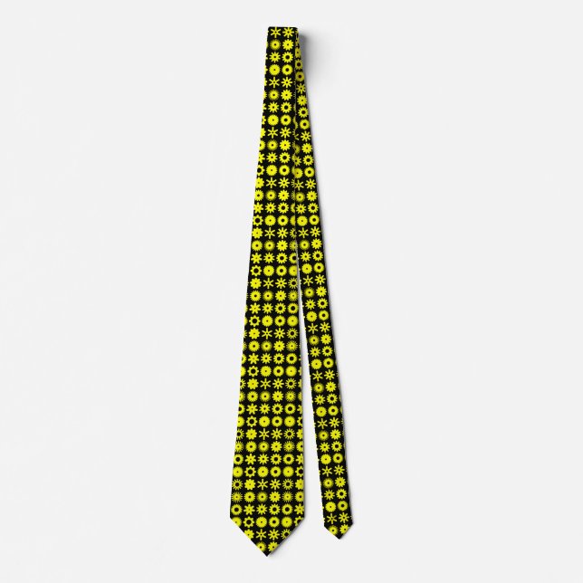 Cogs - Yellow on Black Neck Tie (Front)